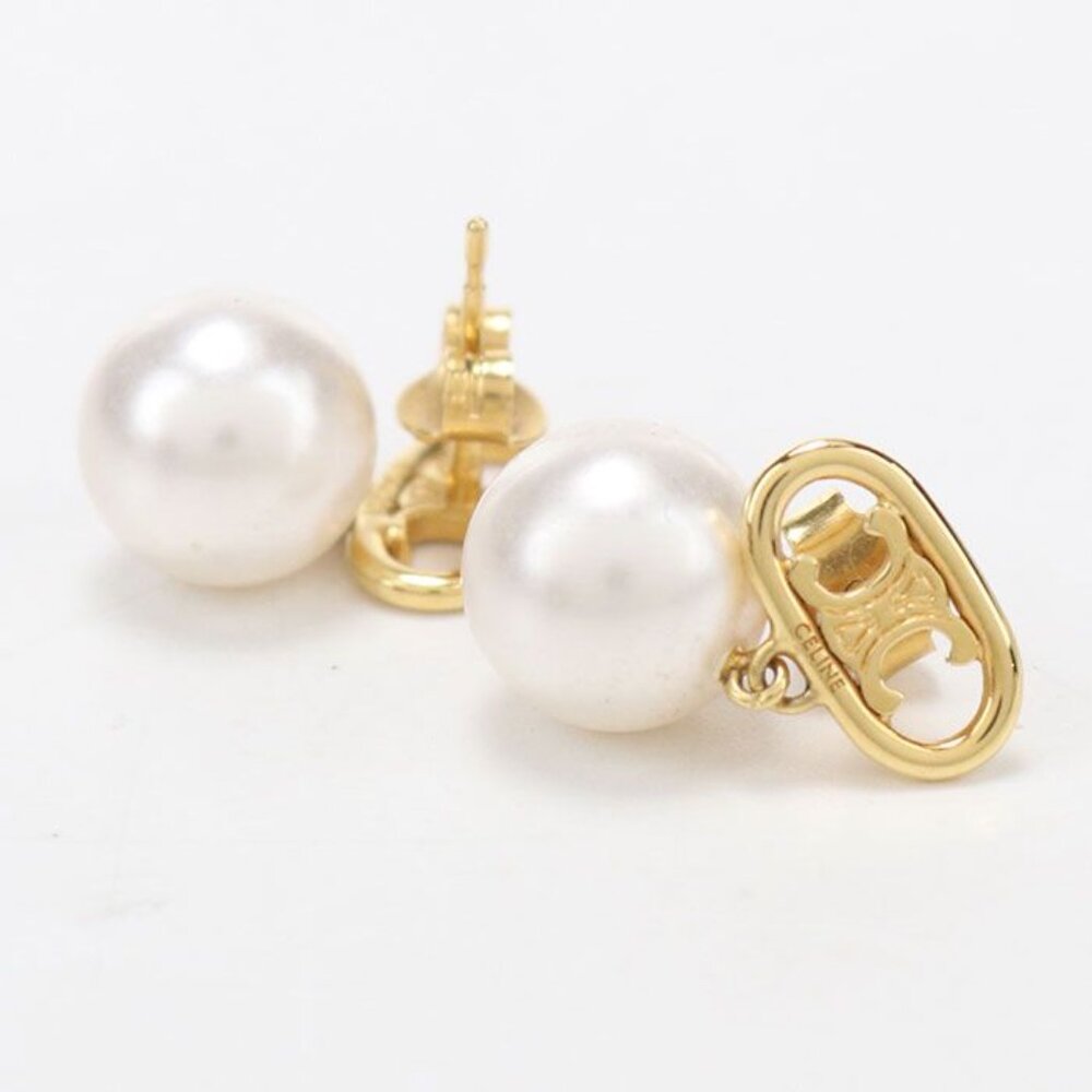 Celine Pearl Triomphe Earrings Metal - Picture 2 of 6